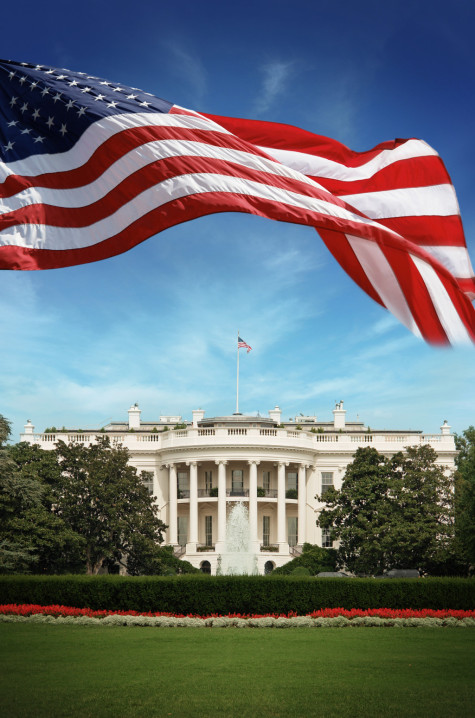 American Flag in front of The White House in Washington D.C. Photomontage. SEE MY OTHER PHOTOS & VIDEOS from USA: